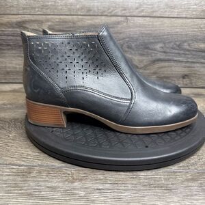 Dansko Black Ankle Boots with Brown Heel